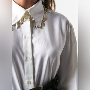 White cotton charm embellished shirt